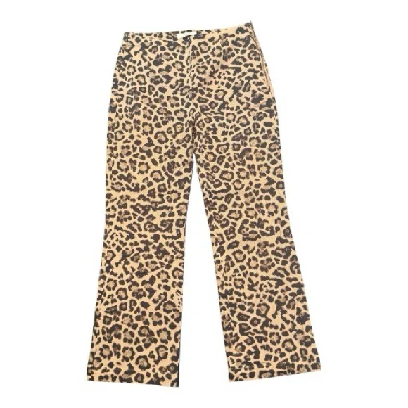 Loft Petite Ankle Flare Leopard Print Women's Pants - Picture 2 of 8